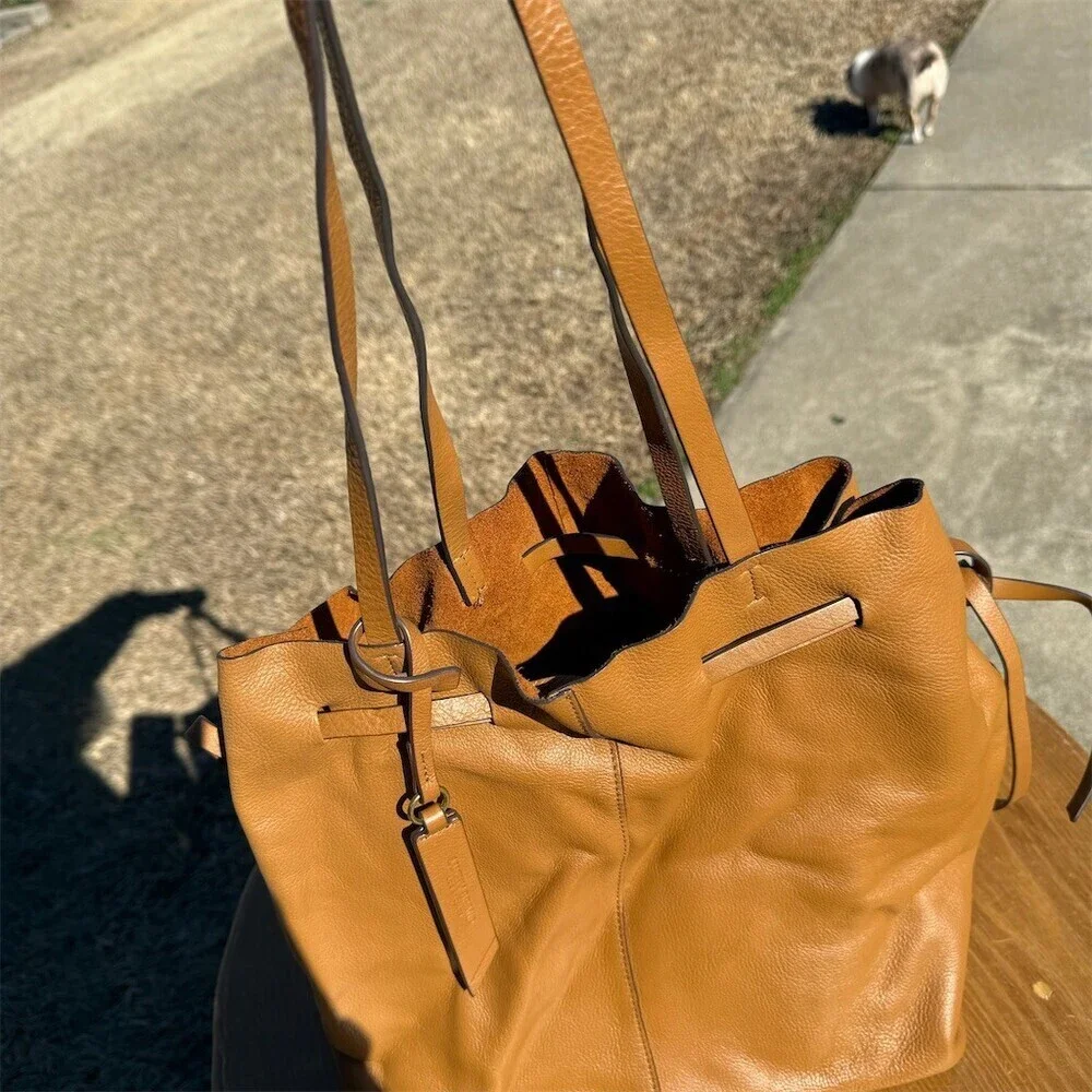 Lucky Brand Large Brown Leather Tote Bag